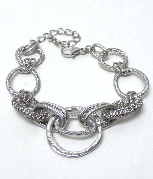 Round disks linked with crystals bracelet