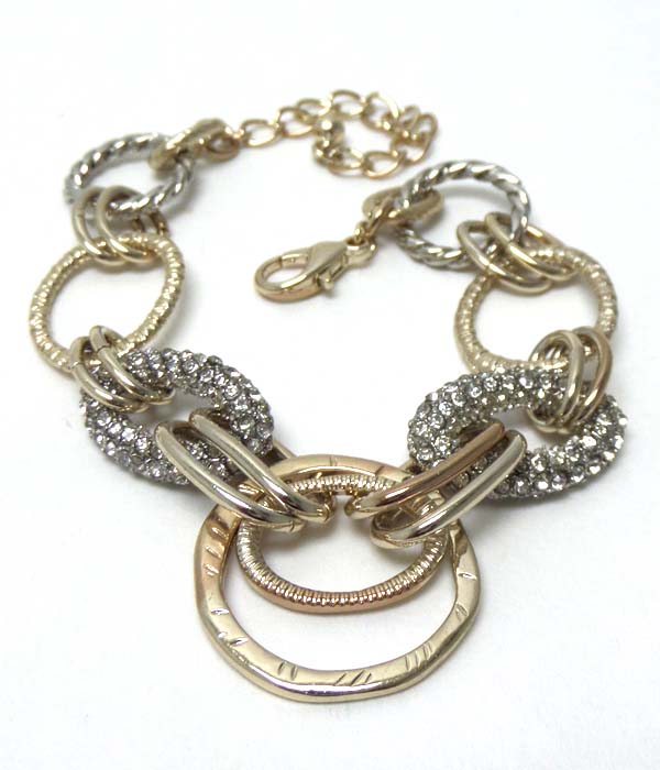 Round disks linked with crystals bracelet