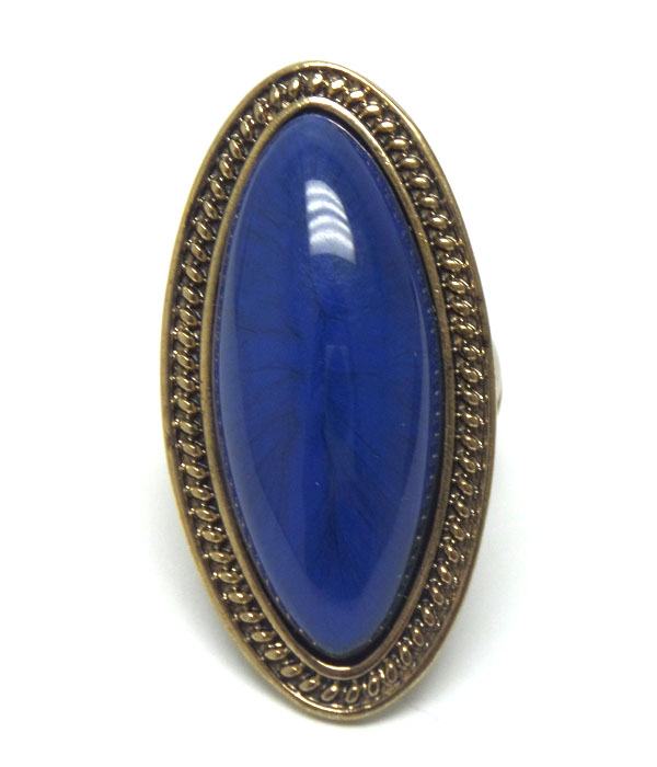 Puffy oval stone stretch ring