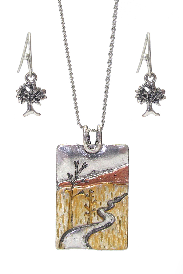 LANDSCAPE PRINTING INSPIRATION PENDANT NECKLACE SET