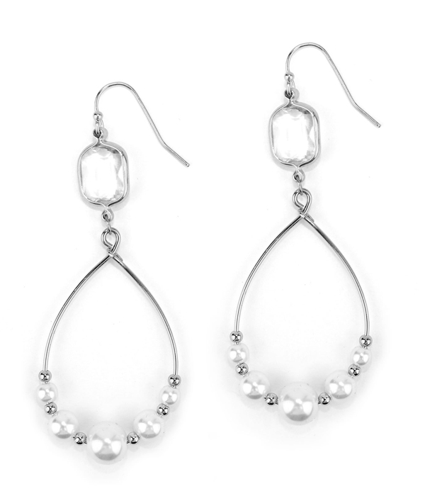 TEARDROP HOOP PEARL EARRING