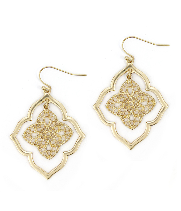 METAL FILIGREE QUATREFOIL EARRING