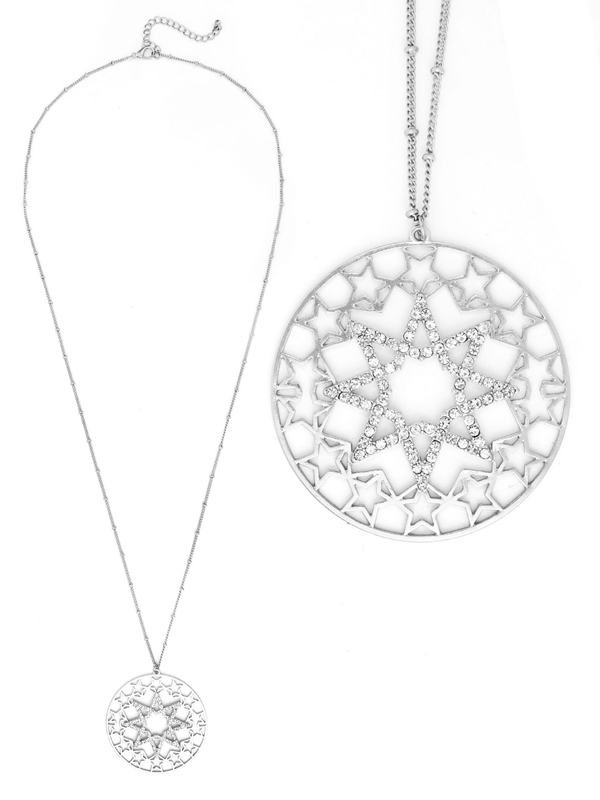 Crystal star pendant long necklace