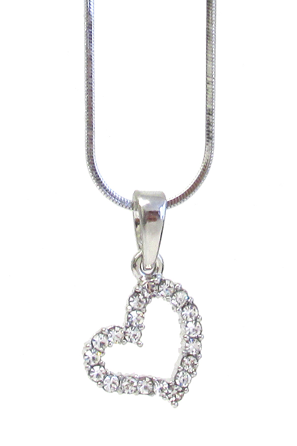 WHITEGOLD PLATING CRYSTAL HEART PENDANT NECKLACE