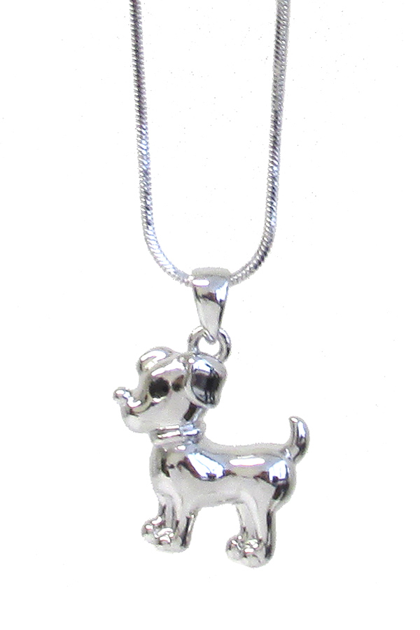 WHITEGOLD PLATING DOG PENDANT NECKLACE