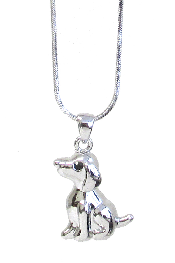 WHITEGOLD PLATING DOG PENDANT NECKLACE