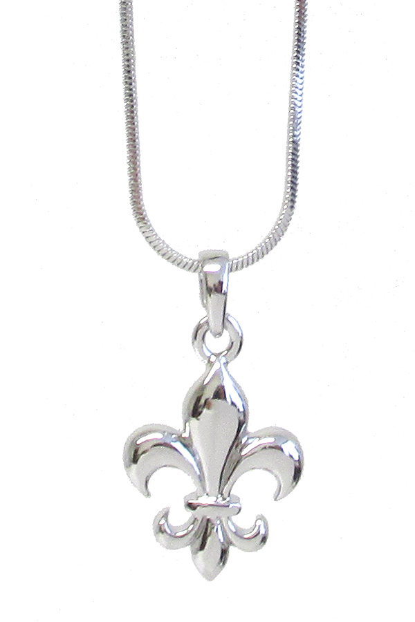 Made in korea whitegold plating fleur de lis pendant necklace