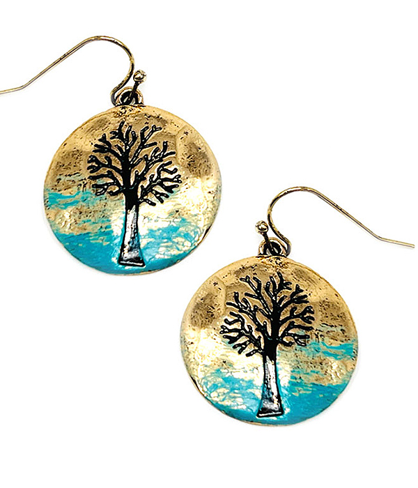 Religious inspiration tree of life disc earring