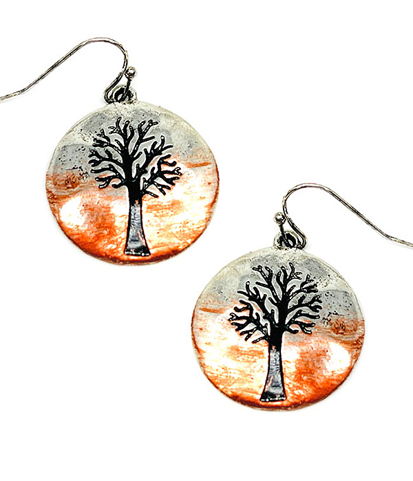 Religious inspiration tree of life disc earring