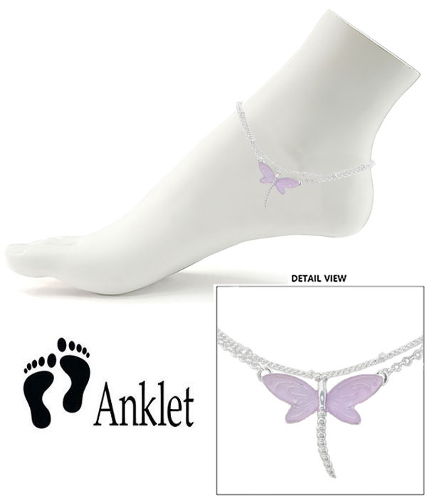 Seaglass dragonfly anklet