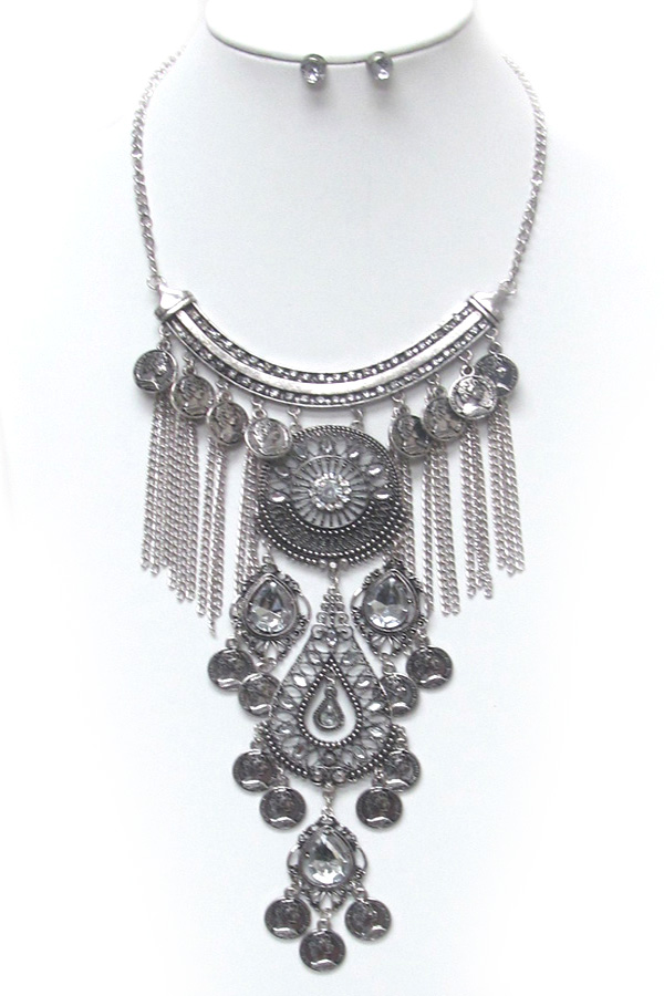 Baroque style tassel drop necklace set 