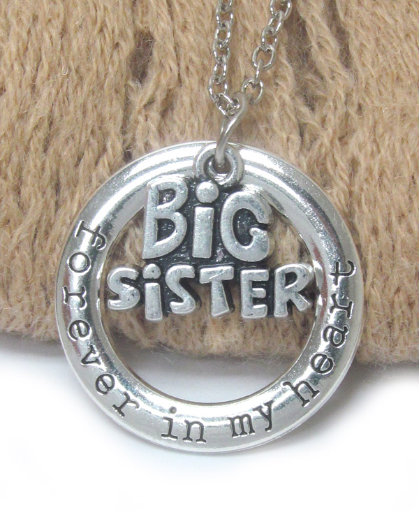 Big sister forever in my heart pendant necklace