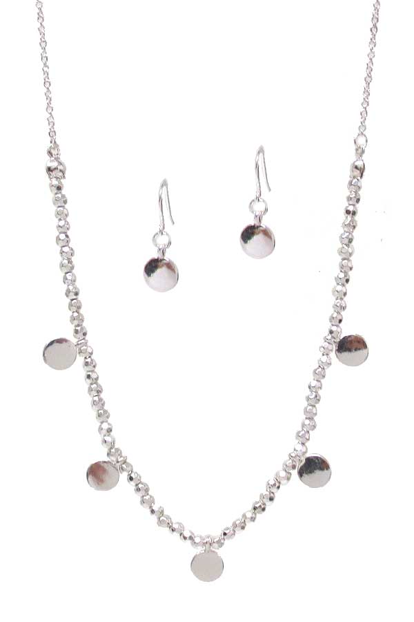 MULTI METAL DISC DANGLE NECKLACE SET