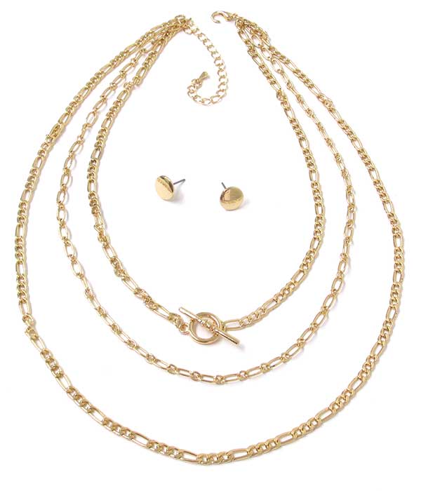 MULTI LAYER CHAIN TOGGLE NECKLACE SET