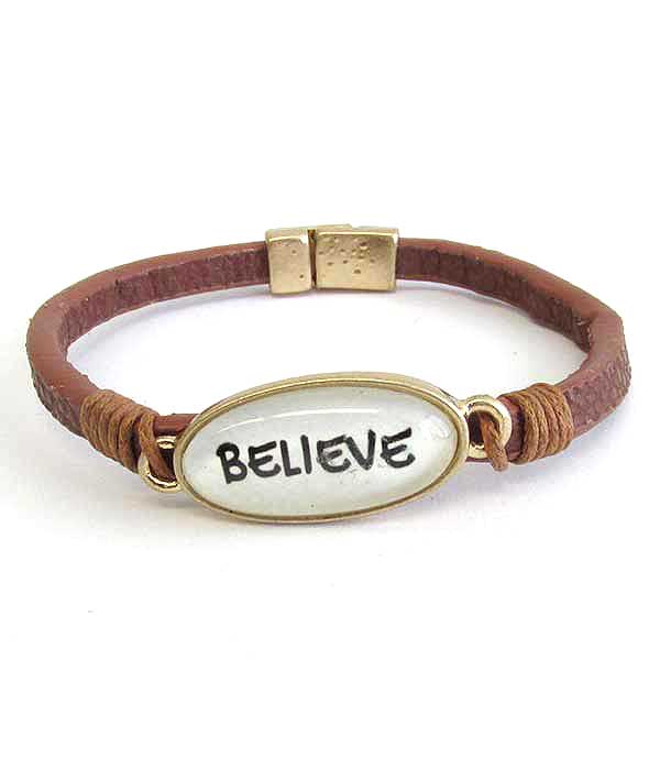 RELIGIOUS INSPIRATION CABOCHON MAGNETIC BRACELET - BELIEVE