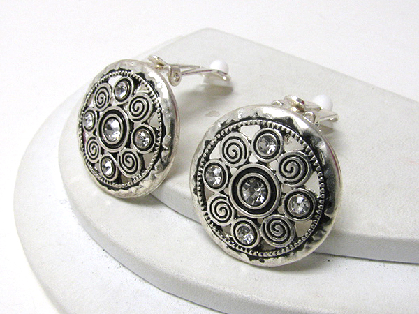 Crystal and multi circle deco clip on earrings