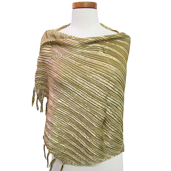 Bias-cut pleated lurex  - 100% polyester