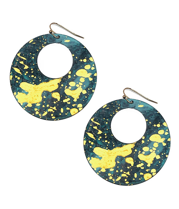Abstract oil painting inspiration disc earring