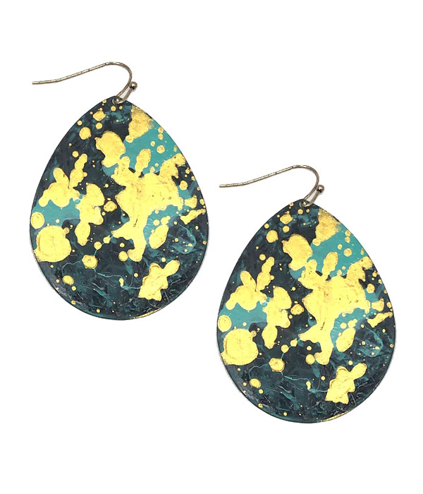 Abstract oil painting inspiration teardrop earring