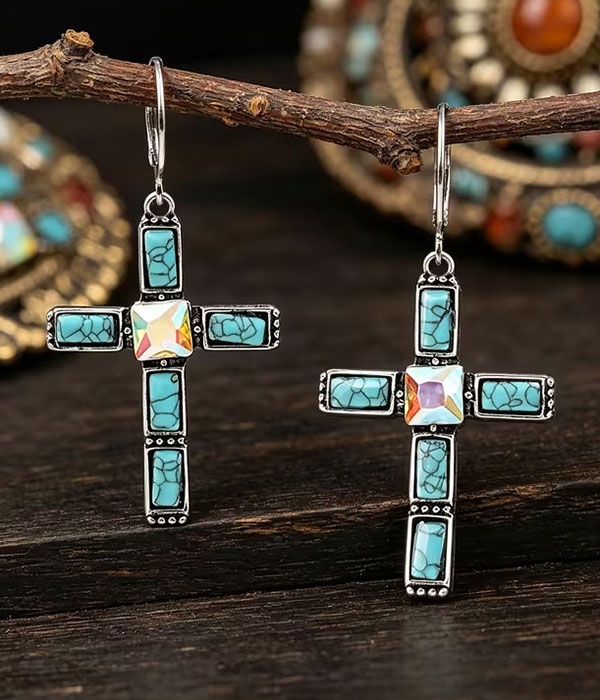 Ethnic cross earring