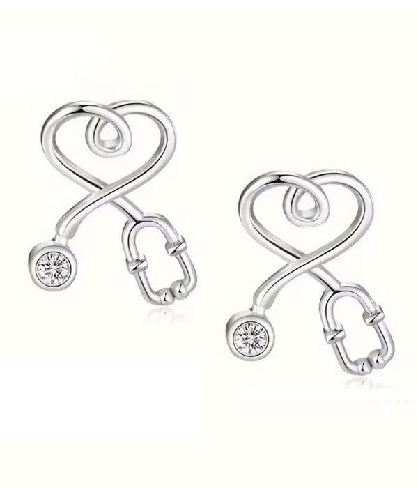 Stethoscope heart earring