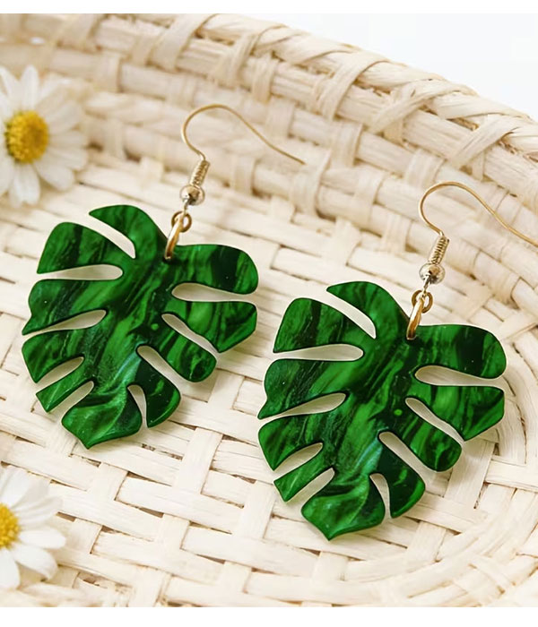 Acrylic giant leaf earring