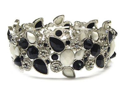 Crystal and epoxy stone stretch bracelet