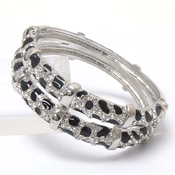 Crystal animal skin pattern hindge bangle