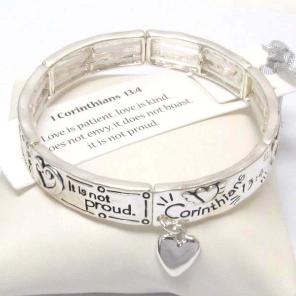 Religious inspiration message double stretch bracelet -corinthians 13:4