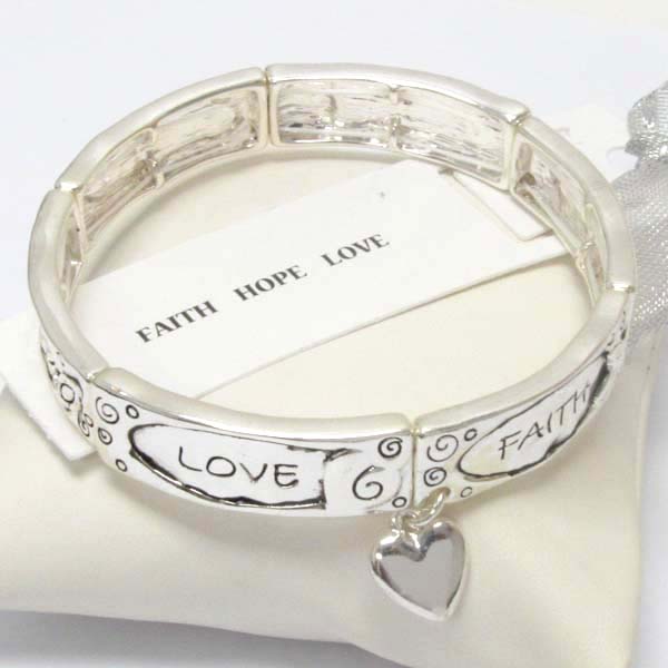 Religious inspiration message double stretch bracelet  - faith hope love