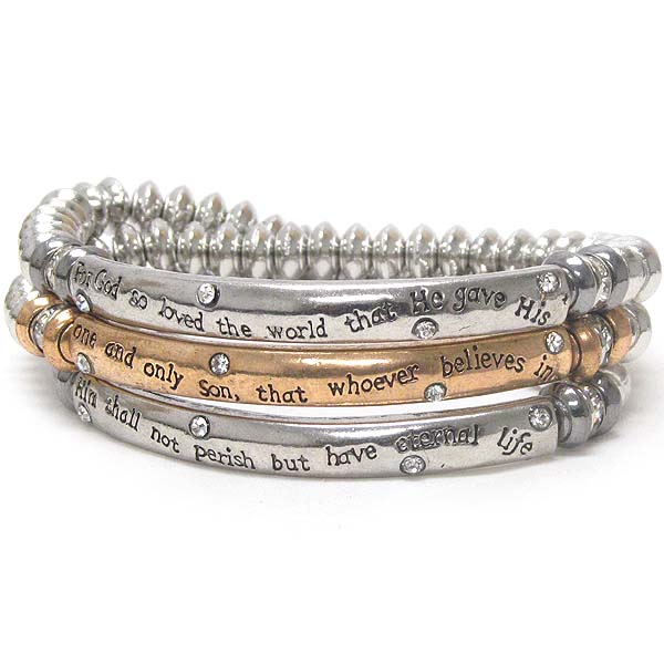 Crystal and inspiration message stretch wrap bracelet