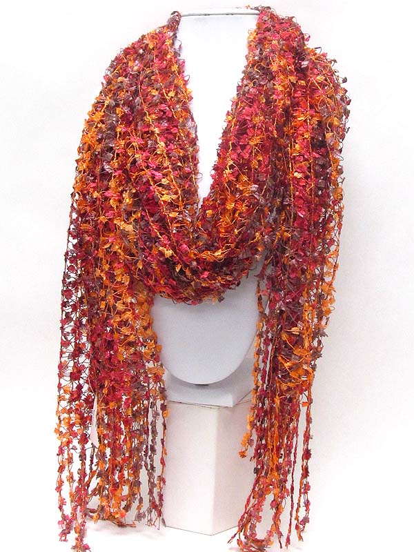 Hand knitting braided yarn necklace scarf