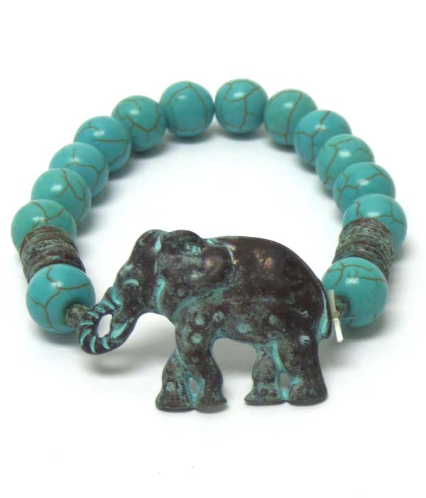 Turquoise stone elephant bracelet