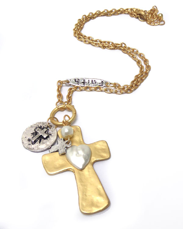 Cross with faith word necklace