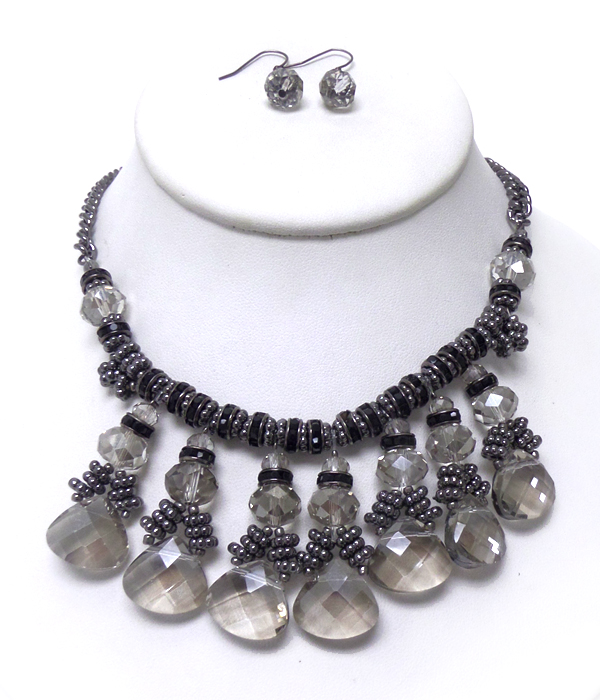 MULTI SIZE BEAD DROP NECKLACE SET