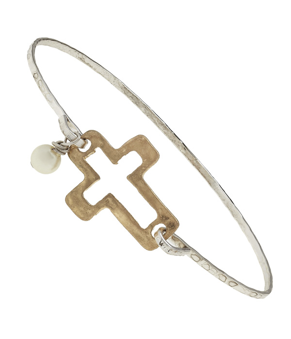 Handmade cross wire bangle bracelet