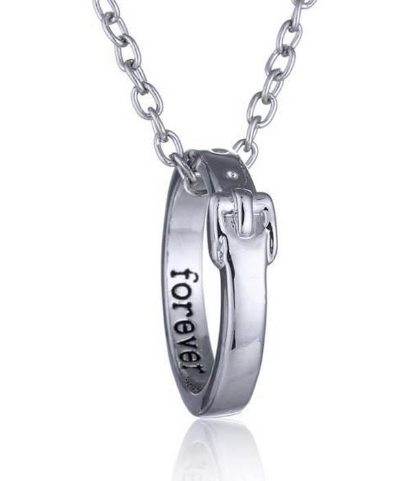 Forever messaged inside belt ring necklace