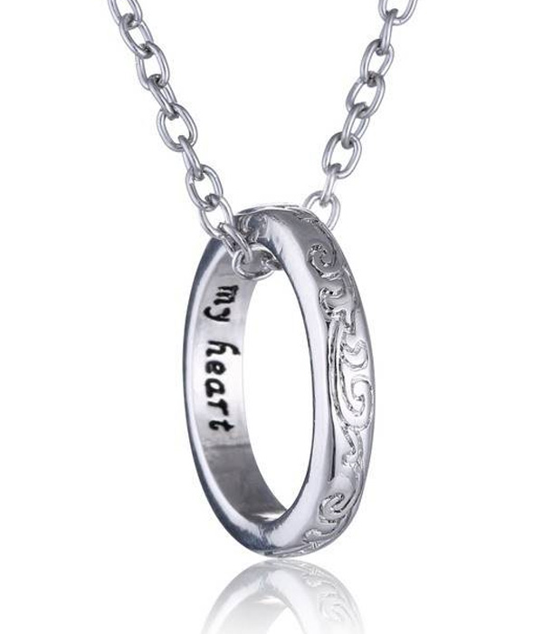 My heart messaged inside ring necklace