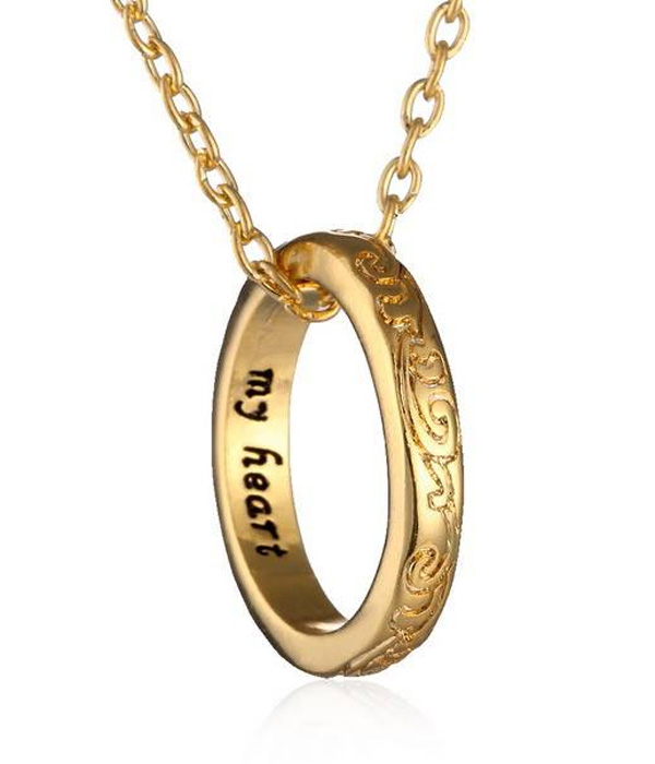 My heart messaged inside ring necklace
