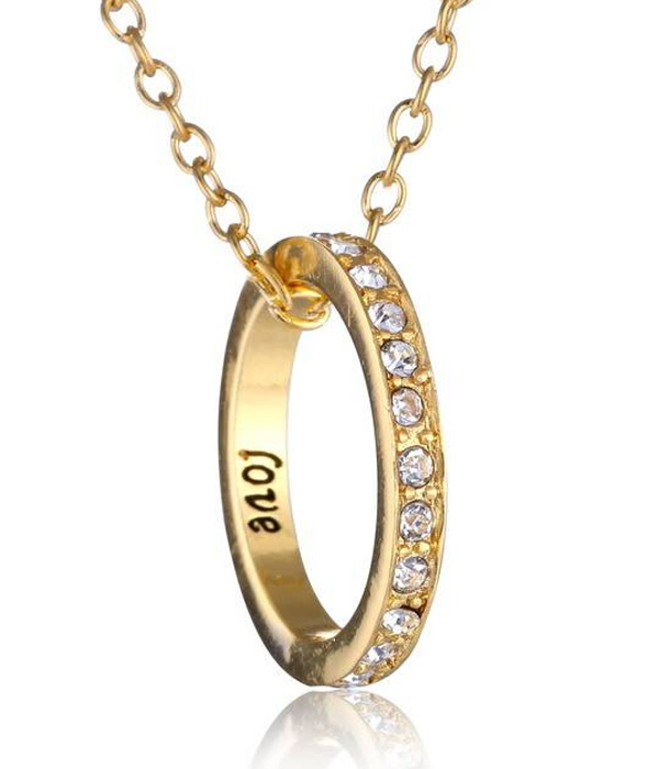 Love messaged inside crystal stud ring necklace