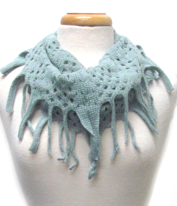 Fringe trim infinity scarf