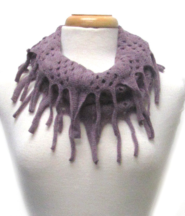 Fringe trim infinity scarf