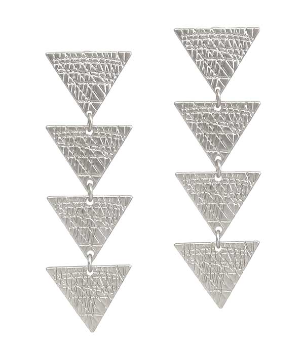 Scratch metal multi triangle drop earring