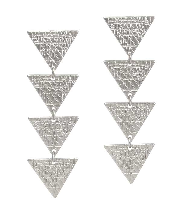 SCRATCH METAL MULTI TRIANGLE DROP EARRING