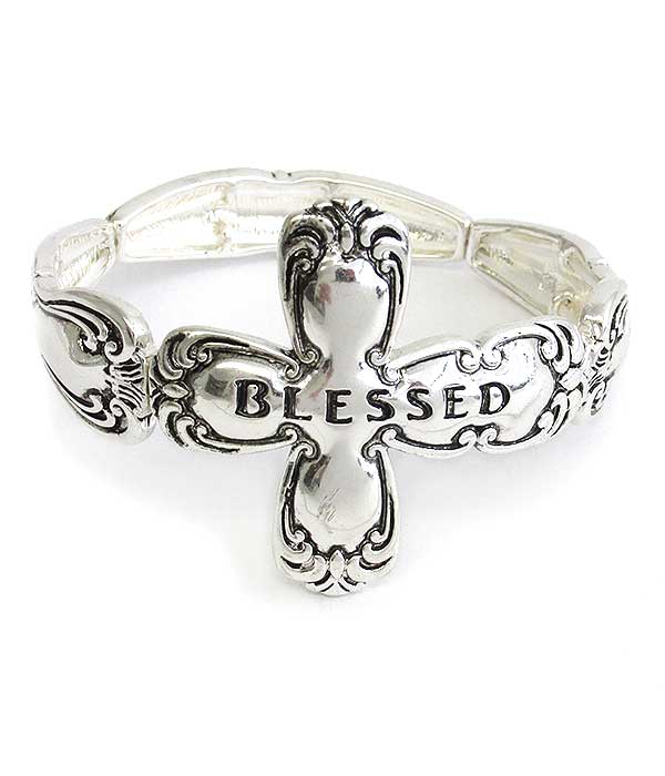 RELIGIOUS INSPIRATION UTENSIL SPOON STRETCH BRACELET - CROSS