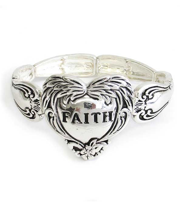Religious inspiration utensil spoon stretch bracelet - heart