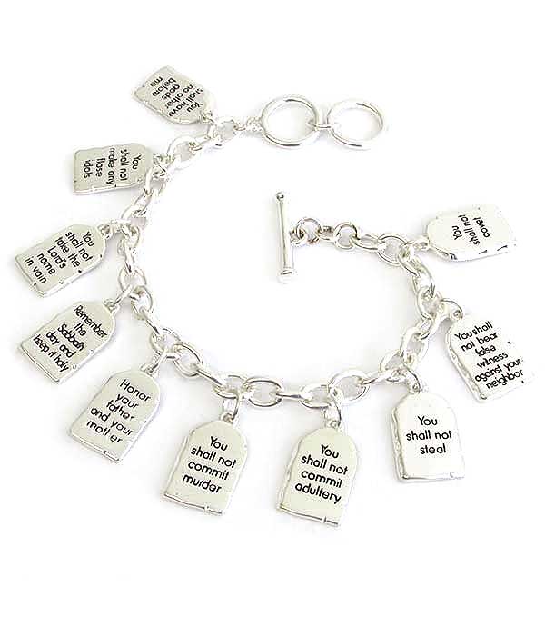 RELIGIOUS INSPIRATION TEN COMMANDMENT CHARM TOGGLE BRACELET