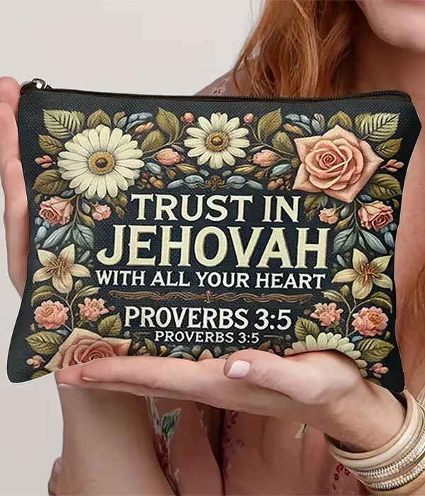 Religious inspiration cosmetic makeup bag - prov 3:5