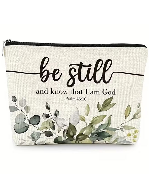 Religious inspiration cosmetic makeup bag - psalm 46:10
