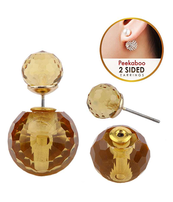 Double sided front and back facet ball earring